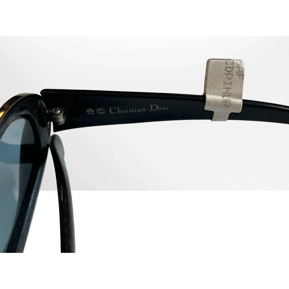 VTG Christian Dior Pin-Up Sunglasses Black Gold Oblique Monogram Oval Wrap